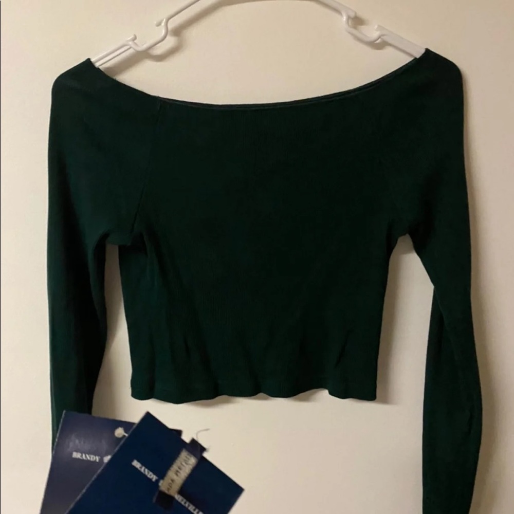 Brandy Melville Green Off the Shoulder Top
